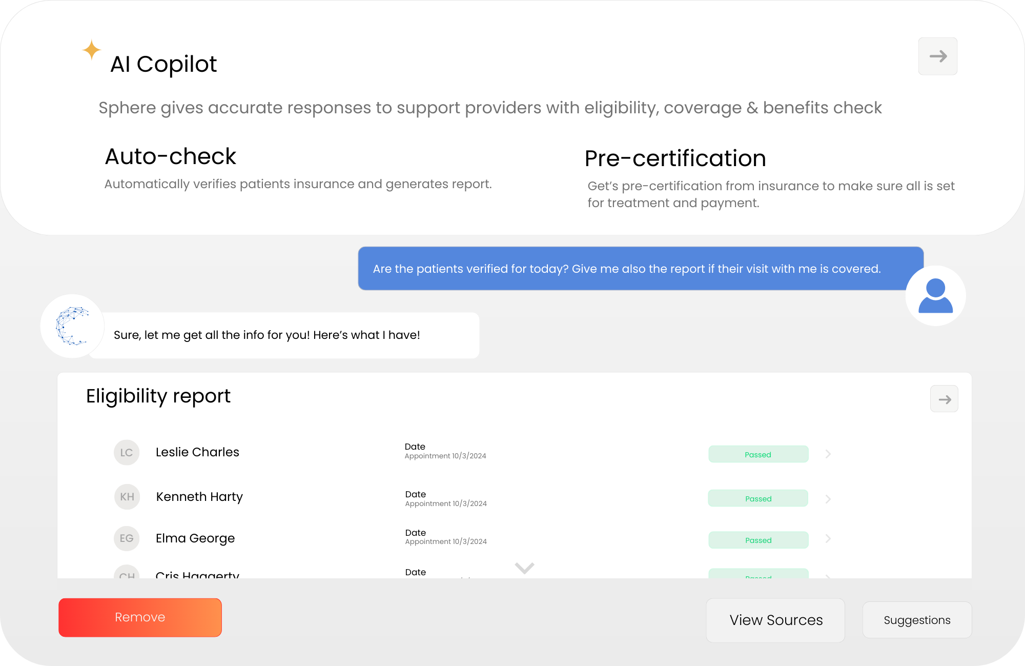 Claims tracking dashboard on Sphere Intelligy app for efficient management of healthcare claims and payments.